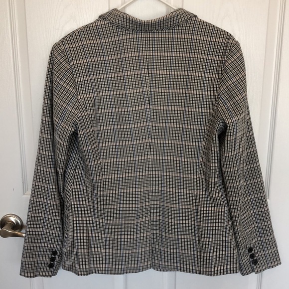 Plaid blazer jacket with single button, pockets and back split at hem - Picture 5 of 8